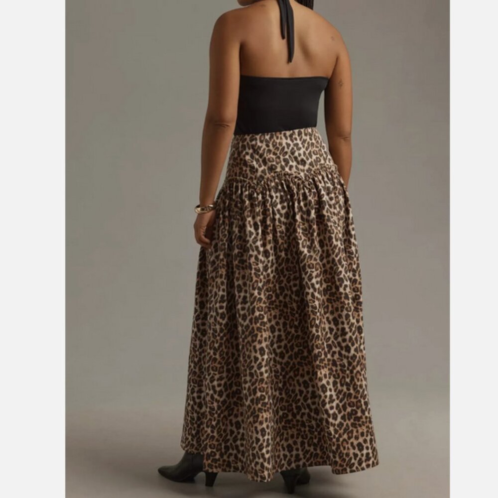 Anthropologie Mare Mare Basque-Waist Maxi Skirt Leopard Animal Print Size XL NWT - Picture 5 of 12